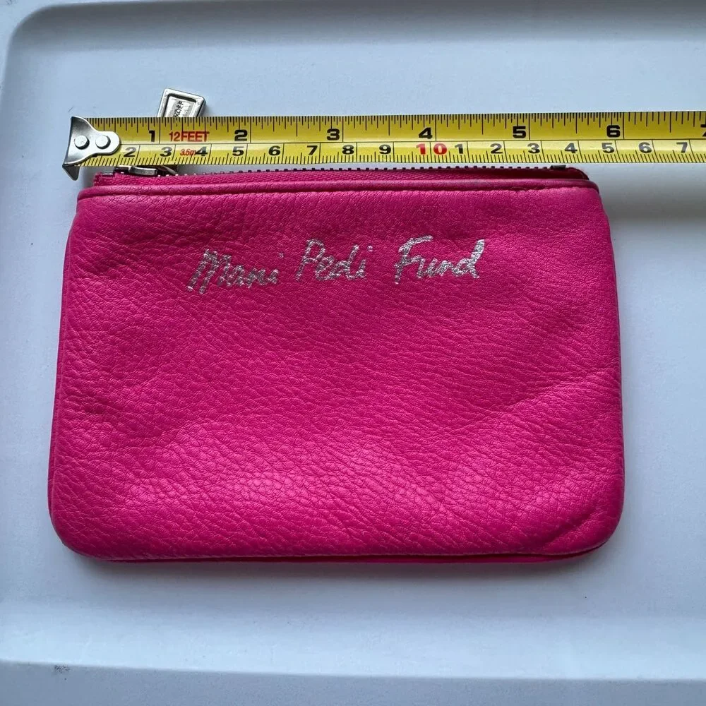 Rebecca Minkoff Mani Pedi Fund Hot Pink Pebbled Leather Zip Wallet Coin Pouch